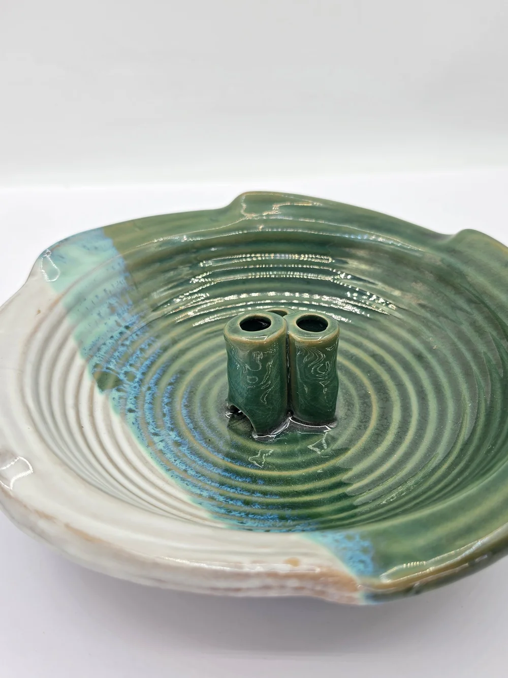 IKEBANA VASE Ceramic 3 Stem Flower Vase 9.5